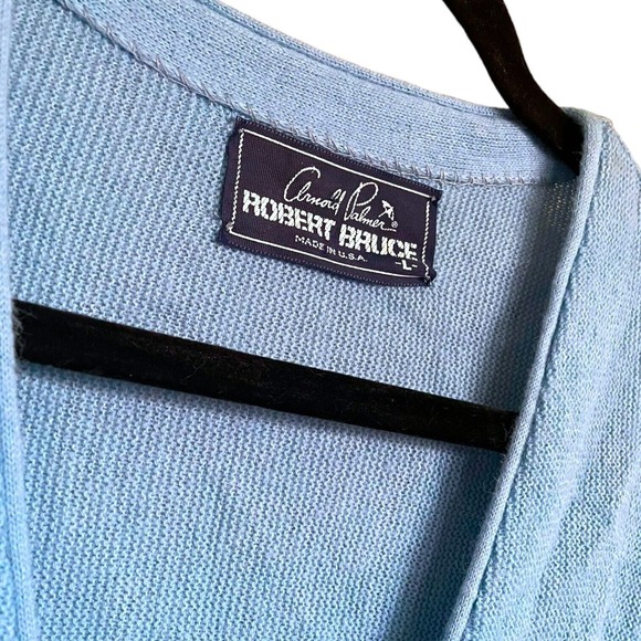 Vintage 60s 70s Blue Arnold Palmer Robert Bruce Wool Cardigan Sweater Cobain LG - Picture 2 of 3